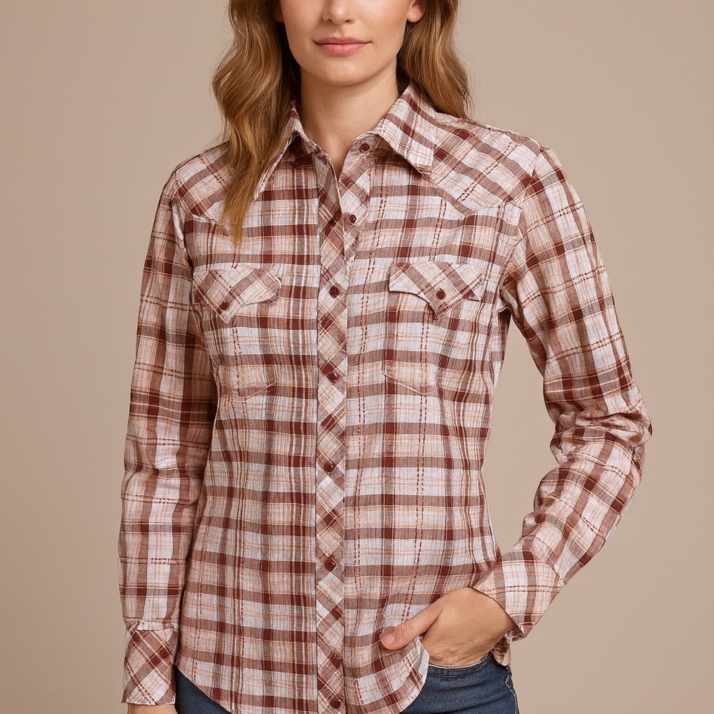 Panhandle Slim Western Shirt Plaid Pearl Snap Long Sleeve size Large NWOT
